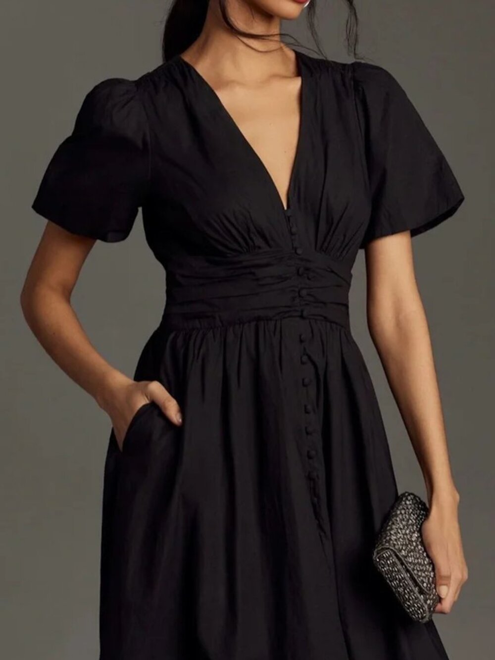 Anthropologie Katerina Black Button Front Dress 🖤 | Size M - Picture 4 of 11